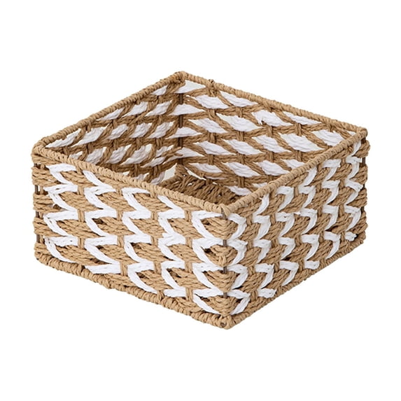 Woven Storage Basket, Natural Desk Organizer Tray, Small Item Storage Basket for Coffee Table, Shelf and Countertop, Versatile Catch All for Home Decor