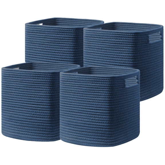 Woven Storage Basket Navy Blue 4Pack-13 X 13 X 13 Inch Organizing Use