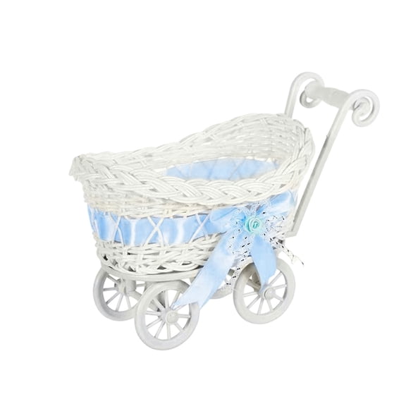 Woven Storage Basket with Ribbon Personalized Candy Container for Shower Decorations Dried Fruit Organizer Cute Desktop Adornment Vintage Style Shopping Cart Decor