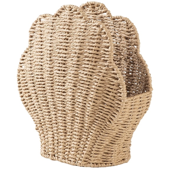 Woven Storage Basket, Seashell Shaped Paper Rope Basket Handwoven Desktop Catchall Bin Decorative Sundries Organizer Case for Bedroom Shelf Home Decor, 1 Pack