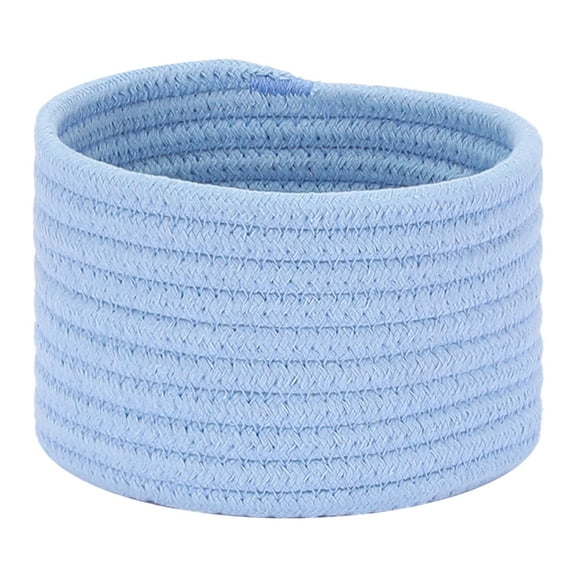 REGALWOVEN Woven Storage Basket, Small Storage Bin with Handles for Entryway Desk Keys Tray Bowl Home Decor Blue 6.5*6.5*4.5in