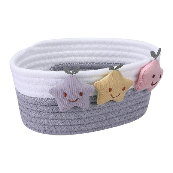 REGALWOVEN Woven Storage Basket, Star Storage Bin for Entryway Desk Keys Tray Bowl Grey