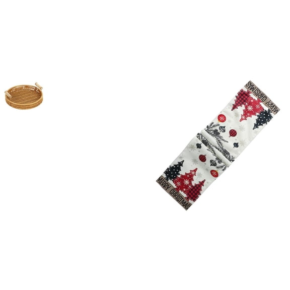 Woven Storage Basket Table Runner Bread Plate Polyester Material for Holiday Party Christmas Kitchen Decor