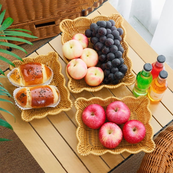 Woven Storage Basket Table Top Organizer with Natural Cane Weave for Dried Fruits and Snacks Non-Toxic and Durable for Home Decor and Gift Giving Perfect for Afternoon Tea and Kitchen Topliu