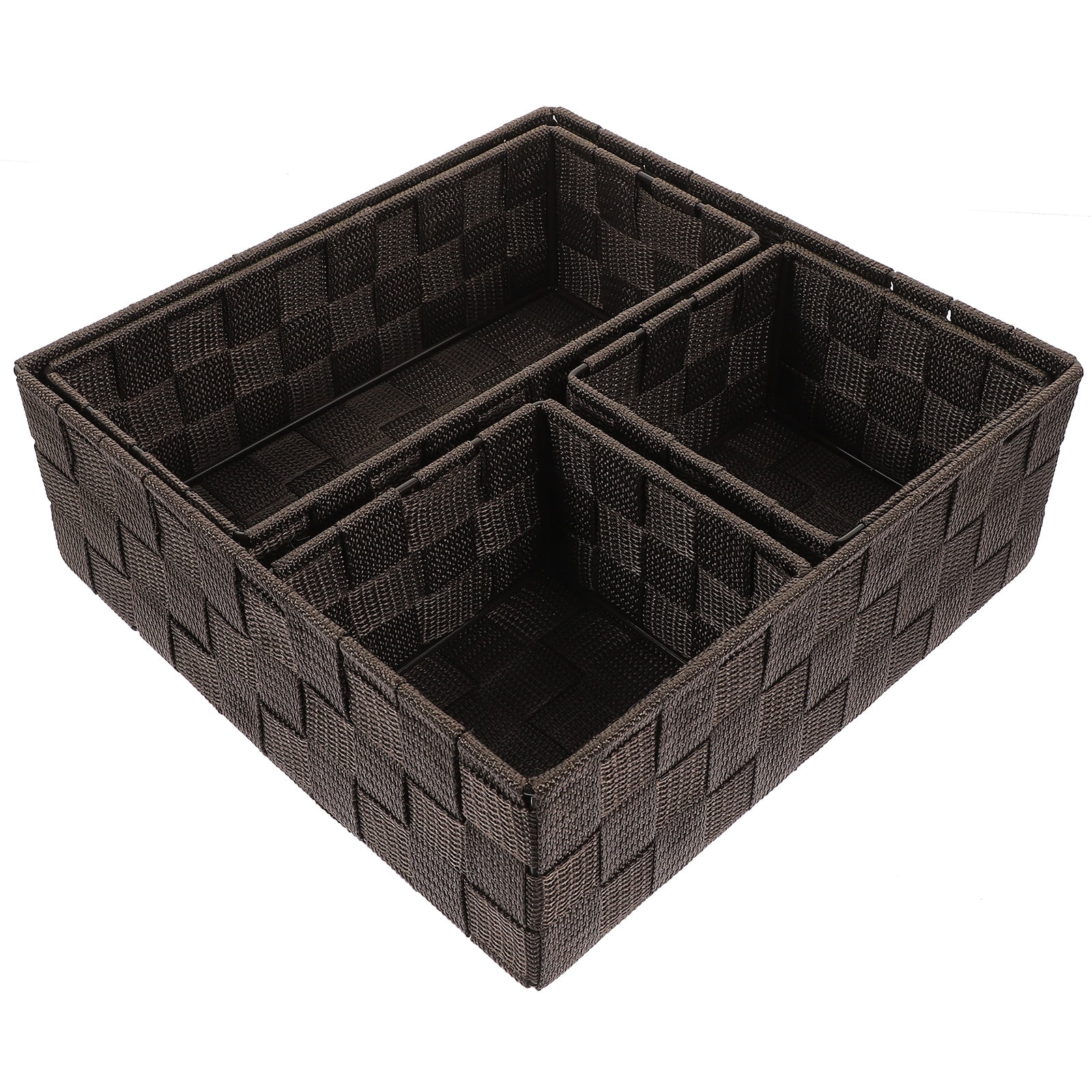 Woven Storage Basket Wicker Organizer Bins Desk Organizers Office 4 Pcs