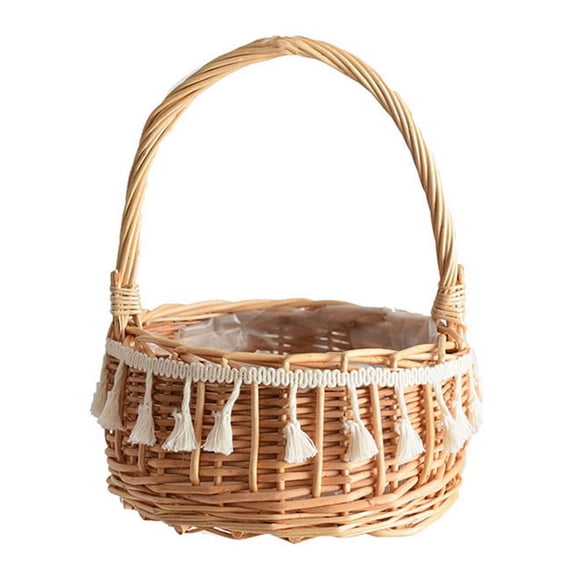 Woven Storage Basket and Ribbon Wedding Flower Baskets Wicker Rattan Garden Decor