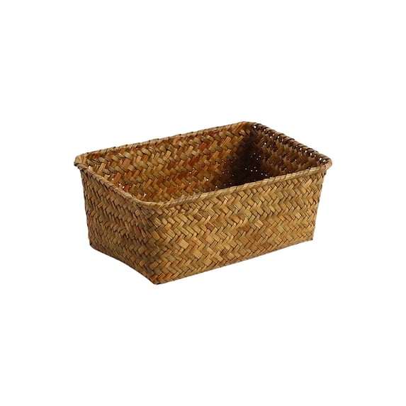 Woven Storage Basket for Desktop and Home Organization | Handwoven Wicker Storage Bin for Clutter Management and Decor