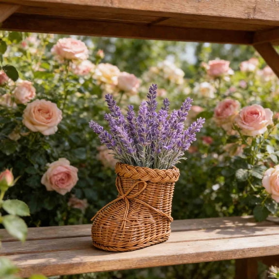 Woven Storage Basket for Fruit, Snacks and Bread, Brown Plastic Tabletop Organizer Bin for Kitchen Counter and Home Decor