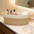 thumbnail image 1 of Woven Storage Basket with Handle, Handmade Fabric Rope Organizer for Shelf, Closet & Gifts, Comes with Ribbon and Bag Decorations, 1 of 5