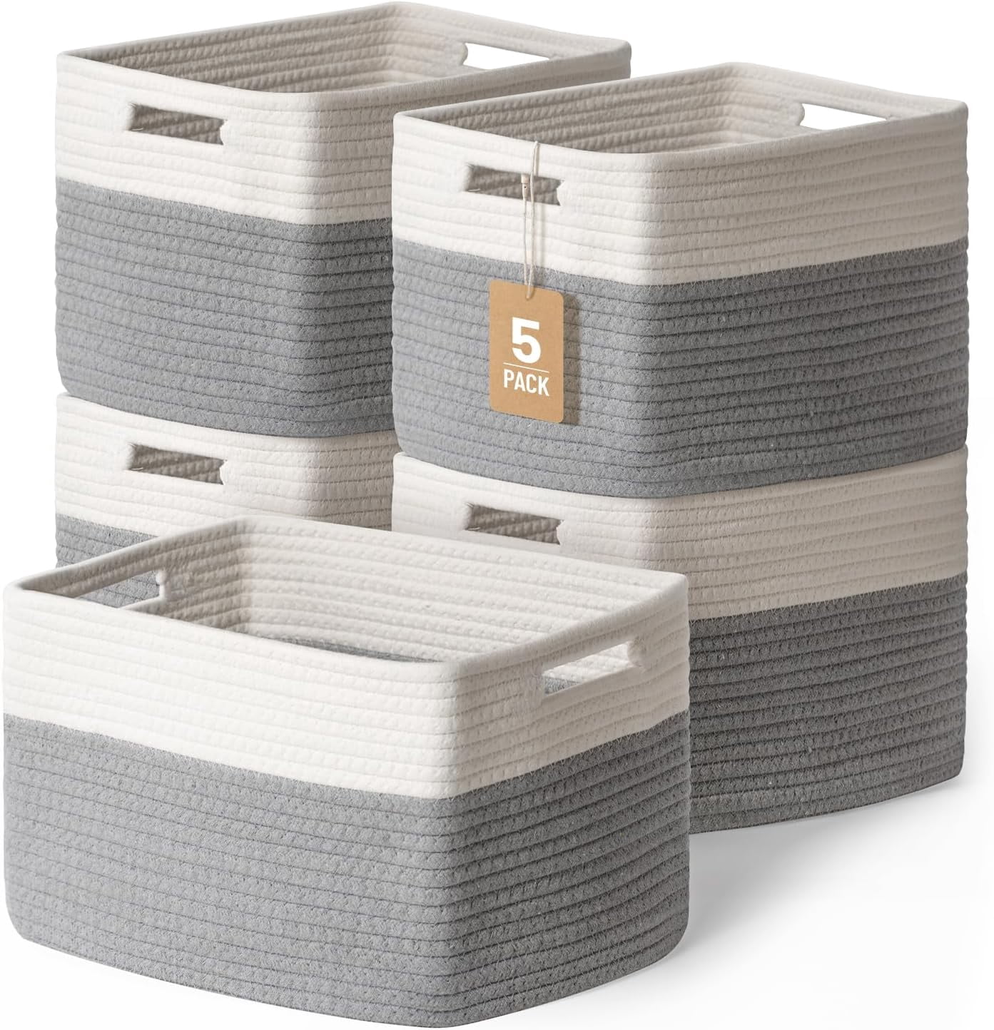 Storage racks and baskets for toys, books, clothes, wardrobes, nurseries, and bathrooms – cotton rope storage racks and baskets.