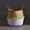 thumbnail image 1 of Woven Storage Baskets Verdsylv Woven Rush Grass Storage Basket with Handles, Natural Material Braided Organizer Bin for Home, Kitchen, Bathroom, Plant Pot Holder and Farmhouse Decor, B, 1 of 4