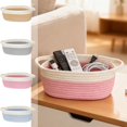 thumbnail image 1 of Woven Storage Easter Basket with Handles, Decorative Gift Basket with Ribbon and Bag, Multi-Purpose Shelf Wardrobe Organizer Basket, Handwoven Basket for Home Storage and Gifting Decor, 12*8*5in, B, 1 of 7