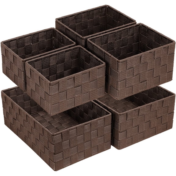 Woven Storbaskets For Organizing 6 Pack Large&small Cube Bset Bathroom Boxes Container Drawer Closet Shdresser Brown