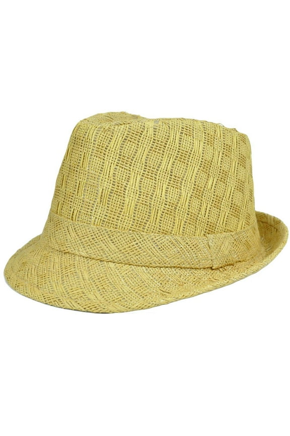Woven Straw Adult Gangster Hat Small Medium FD-112 Stetson Khaki Fedora Trilby