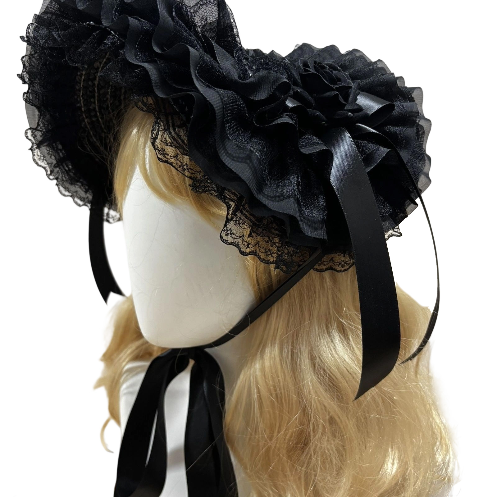Woven Straw Bonnet Hat Adjustable Ribbon Necktie Hat for Theme Event Dressingup Roleplay Headwear For Masquerades Party