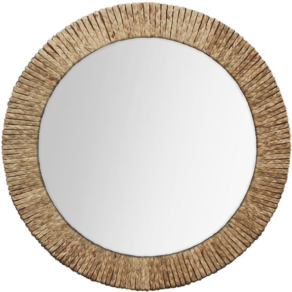 Woven Straw Round Wall Mirror with Glass, 30 inches$$Electronics Accessories