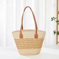 thumbnail image 1 of Woven Straw Shoulder Bag Handwoven Beach Tote Purse Lightweight Raffia Summer Daily Use Elegant Woven Design, 1 of 3