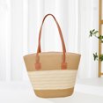 thumbnail image 1 of Woven Straw Shoulder Bag Handwoven Beach Tote Purse Lightweight Raffia Summer Daily Use Elegant Woven Design, 1 of 3