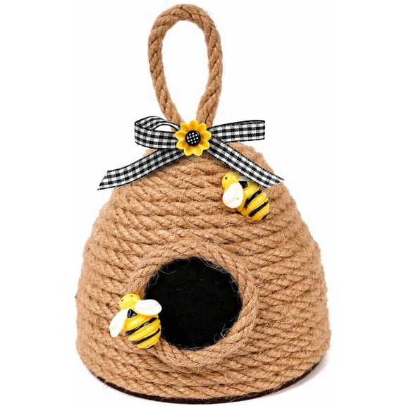 Woven String Bees Hives Hanging Figurine Bees Theme Party Ornament for Farmhouses Home Office Desktop Shelves Decors(xxw)