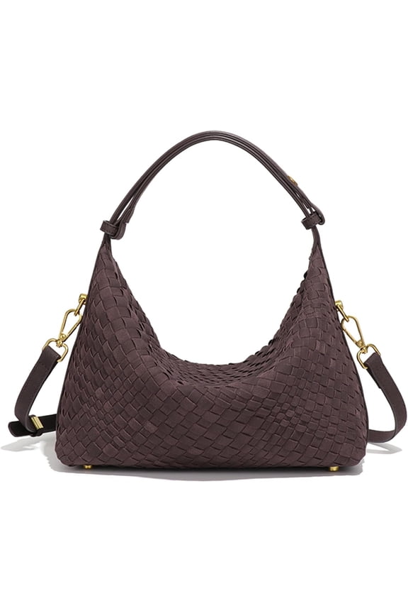 Woven Suede Hobo Bag for Women, Medium Slouchy & Crossbody Purse with Multi-Width Woven, & Adjustable Strap