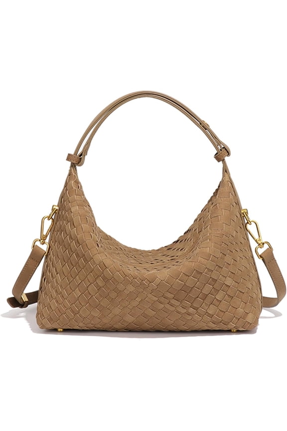 Woven Suede Hobo Bag for Women, Medium Slouchy & Crossbody Purse with Multi-Width Woven, & Adjustable Strap