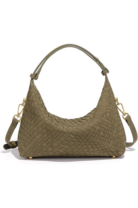 Woven Suede Hobo Bag for Women, Medium Slouchy & Crossbody Purse with Multi-Width Woven, & Adjustable Strap