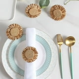 Woven Sunflower Napkin Rings Set of 6, Handmade Faux Daisy Napkin Ring ...