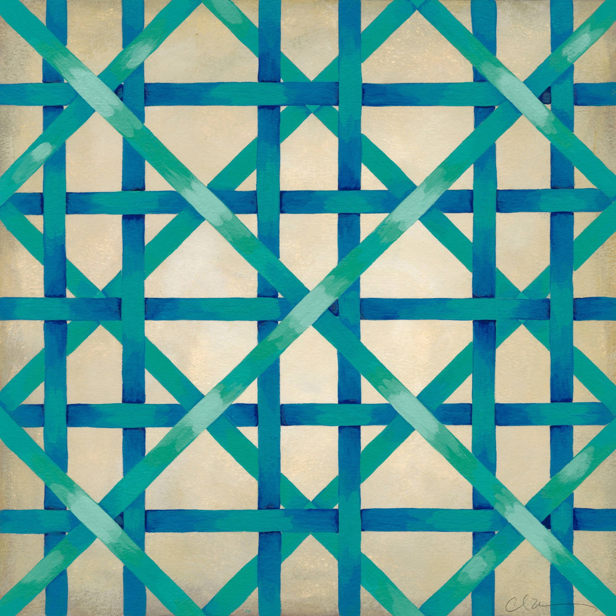 "Woven Symmetry I" Painting Print on Wrapped Canvas