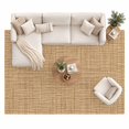 Woven Texture Area Rug 8'x10', Brown Tan Linen Style Rustic Farmhouse ...