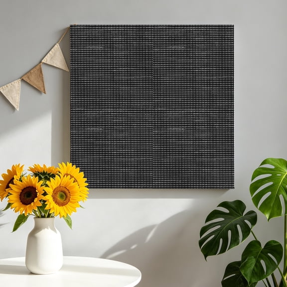 Woven Texture Canvas Wall Art, Black Straw Weave Check Rustic Farmhouse Framed Canvas Wall Decor Picture Print Artwork Decorations for Living Room Office Ready to Hang 8" x 8"