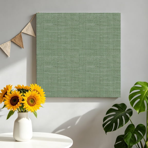 Woven Texture Canvas Wall Art, Sage Green Straw Weave Check Rustic Farm Framed Canvas Wall Decor Picture Print Artwork Decorations for Living Room Office Ready to Hang 8" x 8"