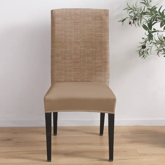 Woven Texture Dining Chair Covers Set of 1, Terracotta Straw Weave Check Rustic Farmhouse Chair Covers for Dining Room Removable Seat Protectors Slipcovers for Home Party Wedding Banquet