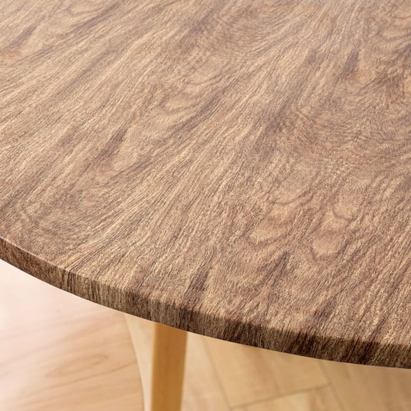 Woven Texture Elastic Edge Round Tablecloth, Waterproof Stain-Resistant Washable Table Cover, 48/60 Inch for Indoor Outdoor Dining, Home & Patio Decor