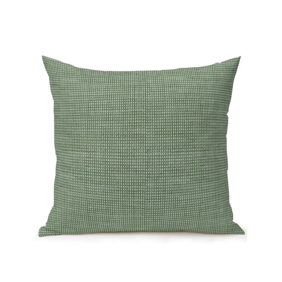 Woven Texture Outdoor Throw Pillow with Insert, 16"x16" Sage Green Straw Weave Check Rustic Farm Waterproof Decorative Square Patio Pillows for Outside Furniture, Sofa, Porch, Garden