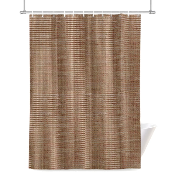 Woven Texture Shower Curtain, Terracotta Straw Weave Check Rustic Farmhouse Waterproof Shower Curtain Set with 12 Hooks Lightweight Bath Curtains Fabric Bathroom Decor 36x72 Inches