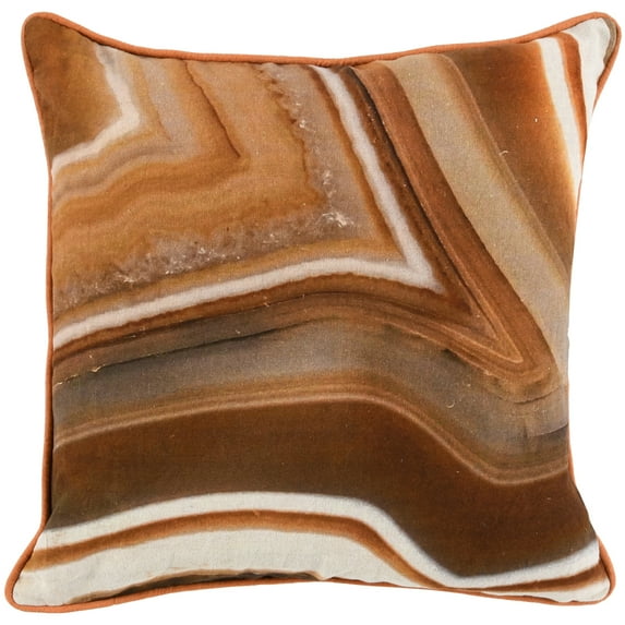 Woven Textured Fabric Throw Pillow with Abstract Pattern, Orange- Saltoro Sherpi