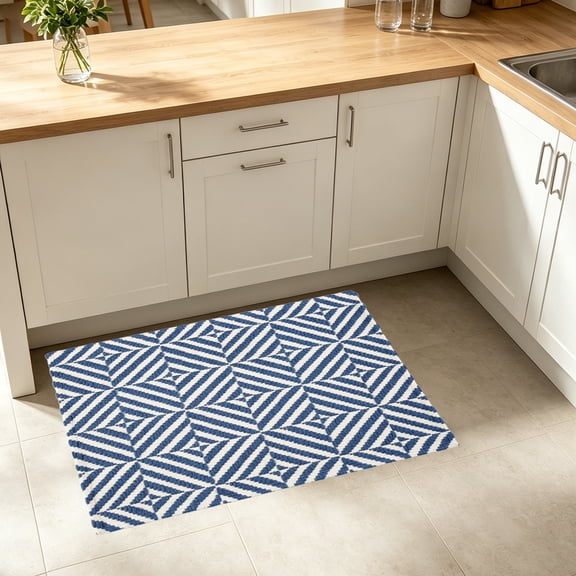 Woven Textured Non Slip Absorbent Indoor Doormat, Quick Dry Fade Resistant Washable Dirt Trapping Rug, Low Profile Under Door Geometric Rug for Bathroom Kitchen Living Room Entryway