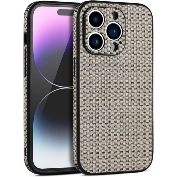 Woven Textured Statement Phone Case for iPhone 14 13 12 11 /Pro Max/Pro/Plus/Mini Simple Popularity Thin and Light Shell Full Protection Shockproof Back Cover(Brown,13 Pro Max)