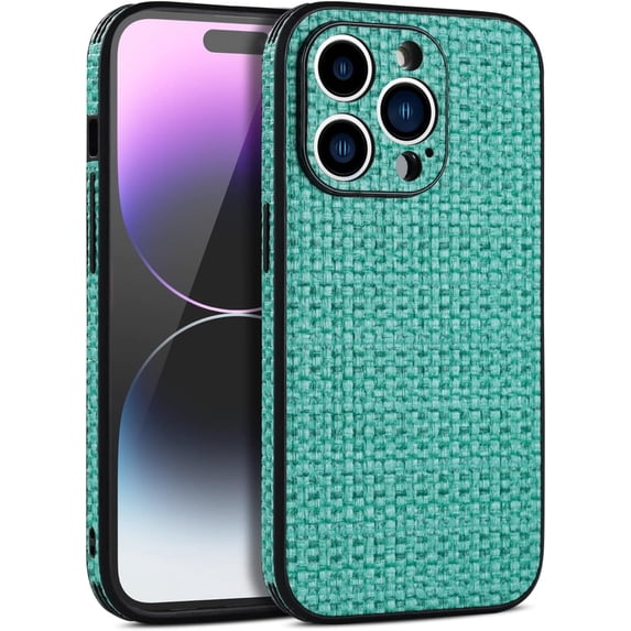 Woven Textured Statement Phone Case for iPhone X XS XR SE 8 7 Plus Simple Popularity Thin and Light Shell Full Protection Shockproof Back Cover(Green,XS Max)