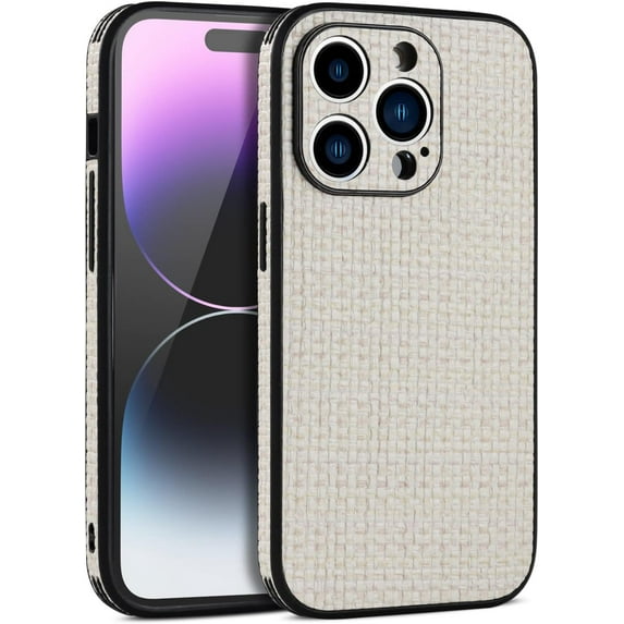 Woven Textured Statement Phone Case for iPhone X XS XR SE 8 7 Plus Simple Popularity Thin and Light Shell Full Protection Shockproof Back Cover(White,XS Max)