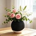 thumbnail image 1 of Woven Textured Two-Tone Small Flower Pot Decorative Bonsai Planter With Saucer For Living Room Home Desk, 1 of 6