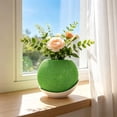 thumbnail image 1 of Woven Textured Two-Tone Small Flower Pot Decorative Bonsai Planter With Saucer For Living Room Home Desk, 1 of 6