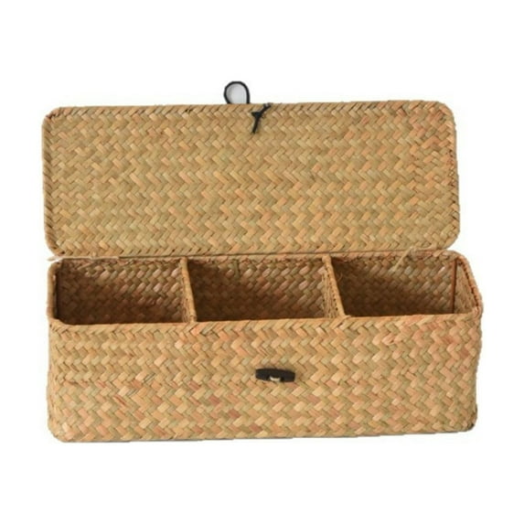 Woven Three Compartment Storage Organizer For Home And Small Items Clutter-Free Style