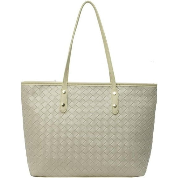 Woven Tote Bag 2024 Leather Woven Shoulder Bag Quilted Everything Tote Bag Woven Purses and Handbags Summer Beach Bag
