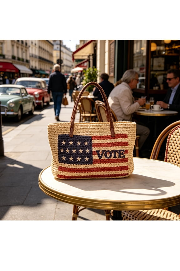 Woven Tote Bag,Beach Tote Bag,4th Of July Outfits For Women,Patriotic Tote Bag,Travel Tote Bags, American Flag Stars And Stripes Beach Bag Rope Handles Shoulder Bag Women Purse