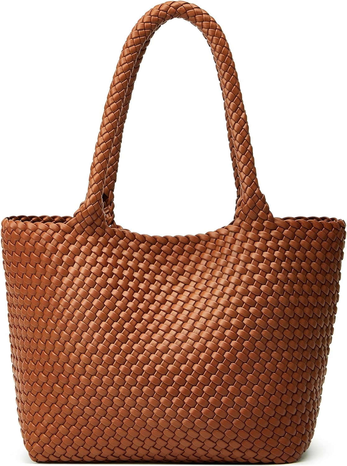 Woven Tote Bag Womens Purse: Vegan Leather Shoulder Handbags - Fashion Summer Beach Tote Bags - Large Travel Totes