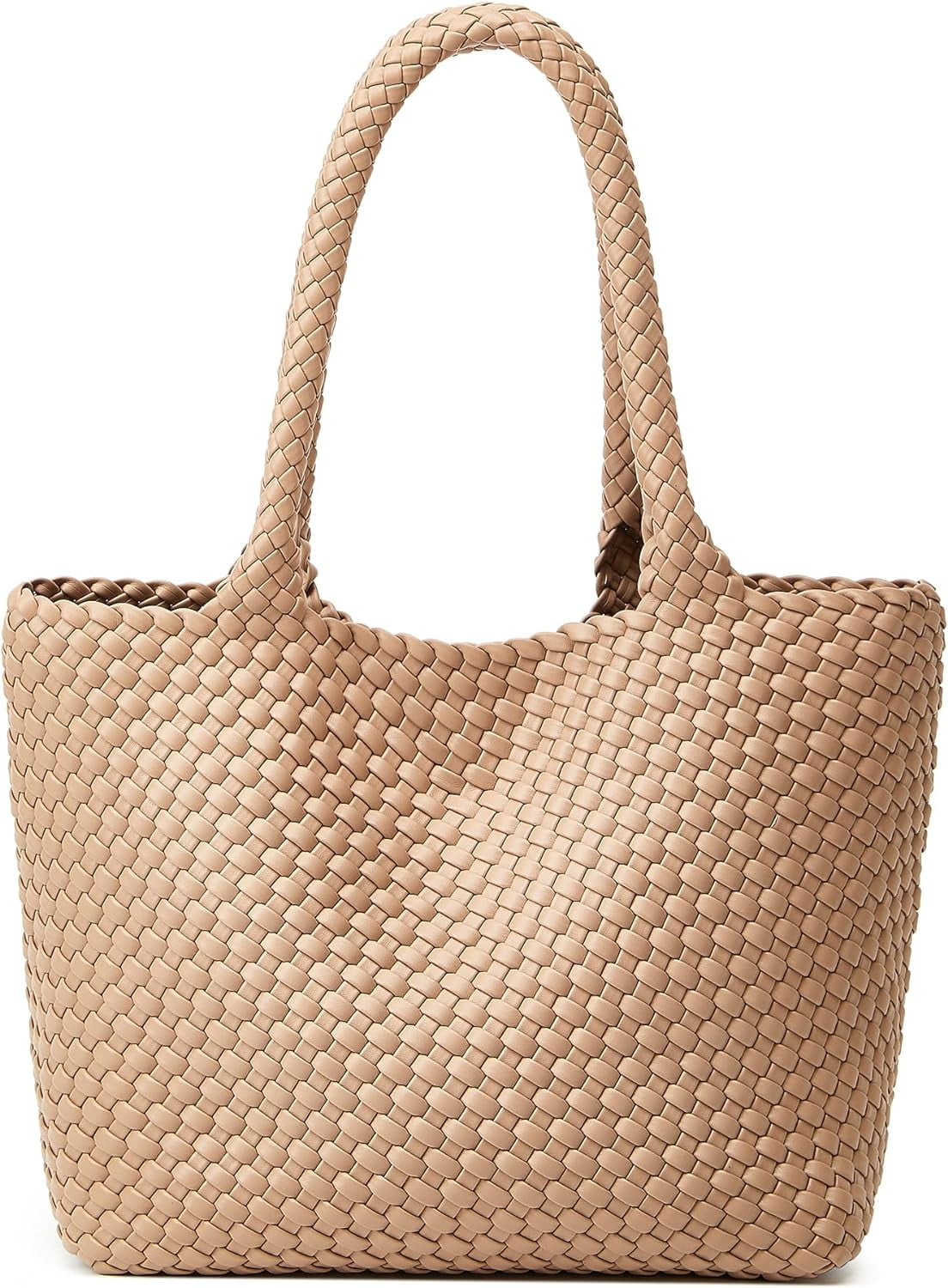 Woven Tote Bag For Women – Large Vegan Leather Shoulder Purse For Beach, Travel, Shopping & Daily Use