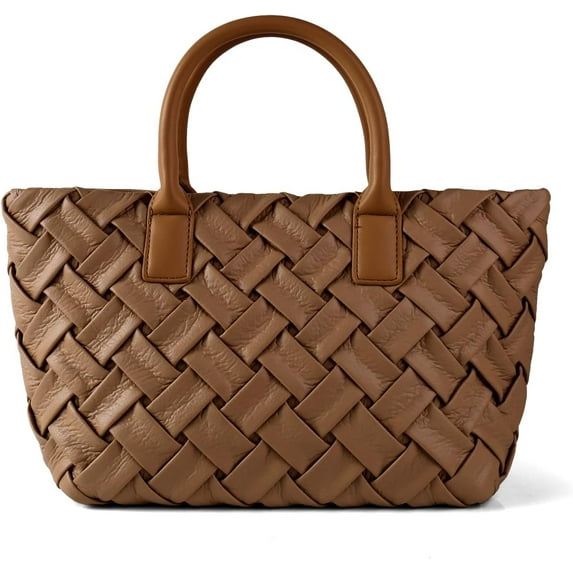 Woven Tote Bag for Women - Fashion Weave Leather Small Purse for Travel, Shopping, and Everyday