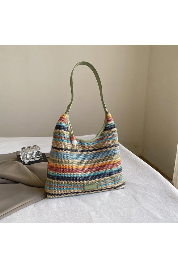 Woven Tote Bag for Women, Large Capacity Shoulder Bag, Adjustable Crossbody Bag, Stylish Vacation and Beach Tote, Casual Boho Purse