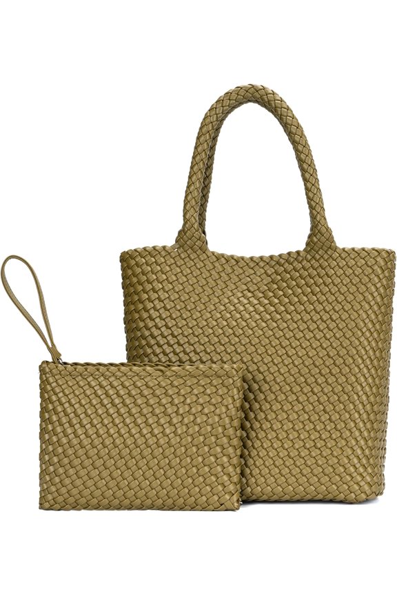 Woven Tote Bag for Women - Large Woven Leather  Handbag for Women, Stylish Purse for Work Travel Beach